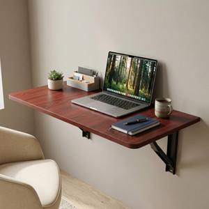 xoxl Wall Mounted Folding Table Foldable Study & Laptop Desk(30 x 18 Inch)Maroon Wood Portable Laptop Table
