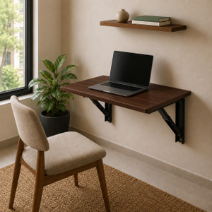 Malbro Foldable-Wall Mounted Table Wooden Study Desk 60x40 cm Space Saving Shelf Engineered Wood Study Table