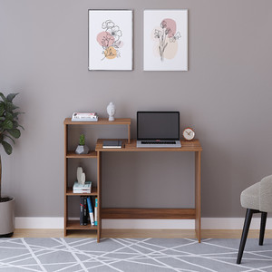 FURNEASER Austin Computer Table, WFH Desk, Gaming Table with Bookshelf, Engineered Wood Study Table