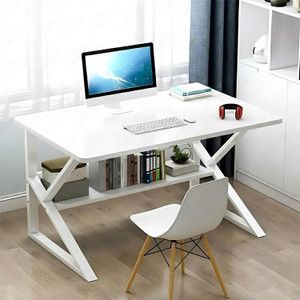 LUKZER Computer Desk with Metal Legs Modern Simple Style Study Desk Engineered Wood Study Table