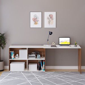 FURNEASER Maggen Computer Office Table with BookShelf, Workstation, Foldable Study Table, Engineered Wood Study Table