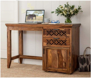 Allie Wood Rosewood ( Shessham ) 2 Drawer And 1 Self Solid Wood Study Table