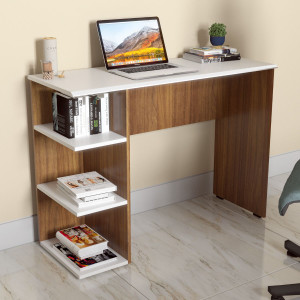 neuspace Venus Study Table with 3 Tier Open Bookshelf Lower Storage Engineered Wood Study Table