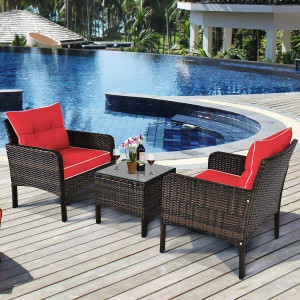 Kimber Street Furniture Outdoor-Indoor Rattan Wicker Patio Furniture Conversation Set Metal Outdoor Chair