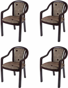 Binani Ornate Plastic Chair For Home/Living Rooms|Chair With Cushioned Seat & Backrest| Plastic Living Room Chair