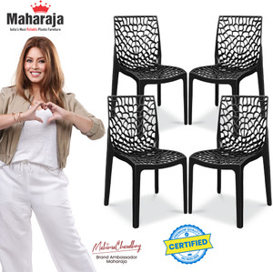 MAHARAJA Wave Stylish Heavy Duty | Stackable | Armless | for Garden and cafeteria Plastic Cafeteria Chair