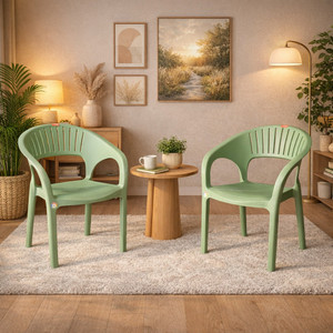 TrendyLivings Carnival Plastic Chair with Armrest | Strong & Durable | Comfortable Seating | Plastic Outdoor Chair
