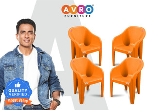 AVRO furniture 9100 Heavy Duty, Durable, Stackable, Indoor & Outdoor Use, Living Room Kursi, Plastic Outdoor Chair