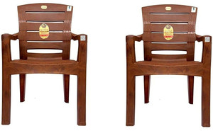 Anmol Moulded Jaguar High Back Chair Strong Structure Build Chair for Home, Garden, Office, Outdoor (Set of 2) Brown Plastic Outdoor Chair (3 Years Warranty) Weight Bearing Capacity 200 kgs Plastic Outdoor Chair Plastic Outdoor Chair
