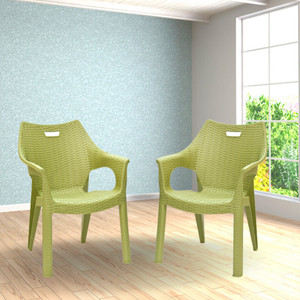 ITALICA Imperial Plastic Arm Chair Fortuner/Matte Finish Stackable Plastic Chair Set/ Plastic Outdoor Chair