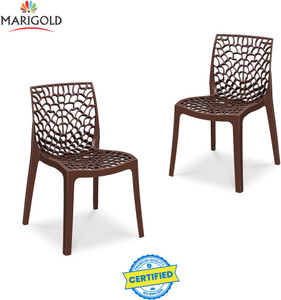 Marigold Wave Stylish Heavy Duty | Stackable | Armless | for Garden and cafeteria Plastic Cafeteria Chair