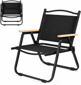 WHISKET Black Camping Chair Solid Wood Outdoor Chair