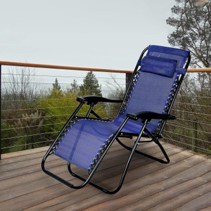 Star Work Folding Beach Chair with Removable Pillow (Navy Blue, Stainless Steel) Solid Wood Outdoor Chair