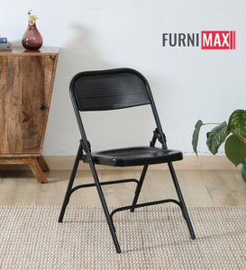 FURNIMAX Folding Chair Metal Frame Portable Study Office Chair space saving Chair Leather Study Folding Chair