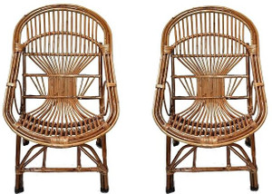 KANEKARTS Premium Bamboo Cane Chairs–Handcrafted Chairs for Living Room, Garden& Office Bamboo Outdoor Chair