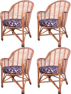EVRA Living with Natural Cane Rattan Chair for Living Room, Balcony Natural Antique Cane Outdoor Chair