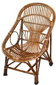 ZAANCREATION Bamboo Rattan (Natural, Antique) for Lawn,Room with Cushion Cane Outdoor Chair Cane Outdoor Chair