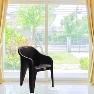 FurniGully Plastic Chair, Arm Chair for Home, Living Room Chair, Outdoor Chair Set of 1 Plastic Outdoor Chair