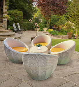 candid home Premium Designer Garden/Balcony/Terrace/Coffee/Poolside Wicker Seating Table & Metal Outdoor Chair