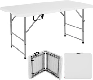 Livzing Height Adjustable Plastic Folding Picnic Table with Metal Frame Plastic Outdoor Table