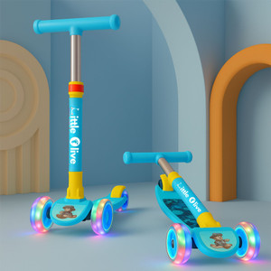 Little Olive Tikes New Adjustable Scooter with LED Lights, Foldable Design, Extra Wide Brakes