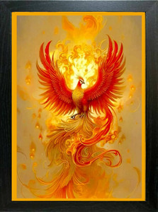 लोकंज PHOENIX BIRD FRAME | FINIX PAKSHI FRAMED | VASTU FOR SUCCESS PHINIX डिजिटल रीप्रिंट 9 inch x 13 inch पेंटिंग