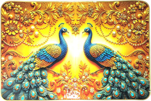 LujoLove Peacock Couple 3D Crystal Embedded photo frame Digital Reprint 18.5 inch x 12.5 inch Painting