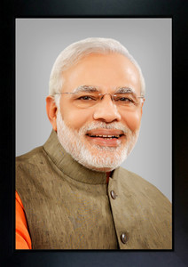 CrowdHall Narendra Modi Photo Frame | Narendra Modi Poster Digital Reprint 13.5 inch x 10 inch Painting