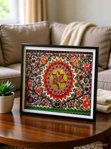 SAF PRINT paintings madhubani painting Black Slim Frame wall decoration items