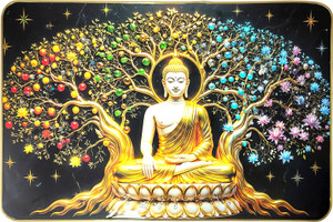 LujoLove Buddha 3D Crystal Embedded Photo Frame 3D Painting 12.5 inch x 18.5 inch Painting