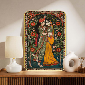 सैफ Radha Krishna Couple Wall Painting Pichwai Style Love Artwork MDF Home Decor डिजिटल रीप्रिंट 18 inch x 12 inch पेंटिंग
