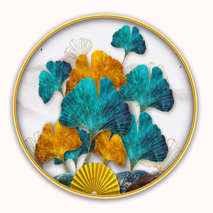 Dharvika Innovations 3d Modern art Painting Golden Slim Photo Frame with Sparkle Coated Lamination Digital Reprint 12 inch x 12 inch Painting