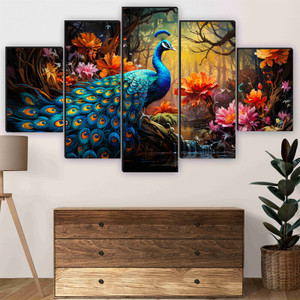 saf peacock nature theme for living room, wall decoration Digital Reprint 18 inch x 30 inch Painting