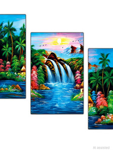 pnf Poster And Frame Hand Painted Landscape Scenery MDF Painting | Decoration Item Digital Reprint 18 inch x 12 inch Painting