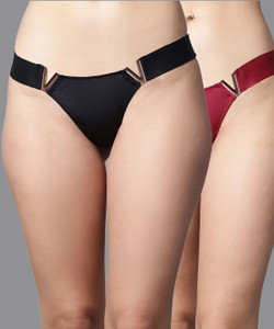 PrettyCat Women Thong Black, Maroon Panty