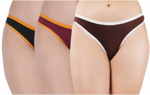 Flosee Women Thong Black, Maroon, Brown Panty