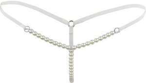 DADDY COME Women Thong White, Silver Panty