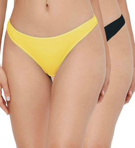 J.B.COLLECTION Women Thong Yellow, Black Panty