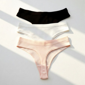 paapee Women Thong Black, White, Beige Panty