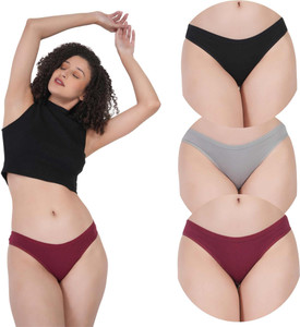 Flawless fit Women Thong Black, Grey, Maroon Panty