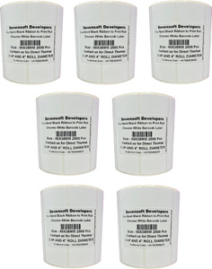 Royaltec 50X38MM Barcode Label Set of 7 Self-adhesive 2 UP Chromo 4" Diameter Roll (Use Black Ribbon to Print Stickers) Paper Label