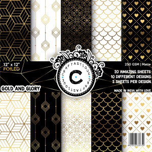 Craftastique Gold & Glory (Gold Foil) Designer Paperpack 12 x 12 inches 250 gsm Craft paper