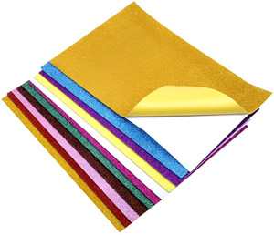 Tlismi 3D EVA flash foam Self-Adhesive thick Glitter Sheet for Scrapbooking Art & Craft Sparkle A4 80 gsm A4 paper