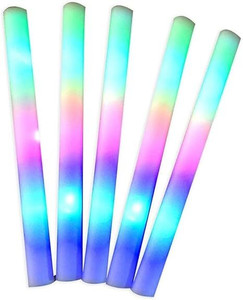 130-Pack LED Foam Glow Sticks Bulk - Wedding Reception, Party Favors, With 3 Light Modes