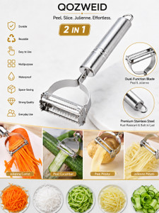 QOZWEID 2 in 1 Stainless Steel Peeler - Image 1