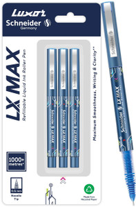 Luxor Schneider LX MAX | Needle Tip | 0.5 mm | 1000+ Meters Writing Length | German Technology Roller Ball Pen