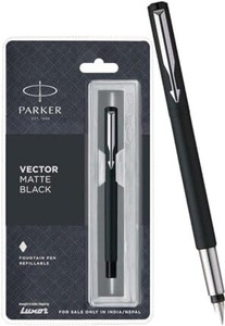 PARKER Vector Matte Black, Chrome Trim Fountain Pen