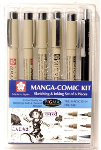 SAKURA Manga Comic Kit With Mechanical Pencil and Fineliner Pen