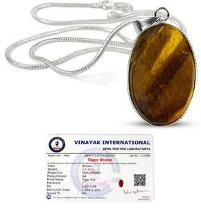 REIKI CRYSTAL PRODUCTS Certified Natural Tiger Eye Oval Shape Pendant/Locket with Chain for Unisex Crystal Crystal Pendant