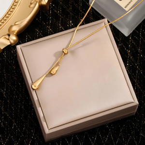 Karishma Kreations Anti-Tarnish Gold Plated Metal Water Drop Stainless Steel Pendant Necklace Gold-plated Stainless Steel Pendant